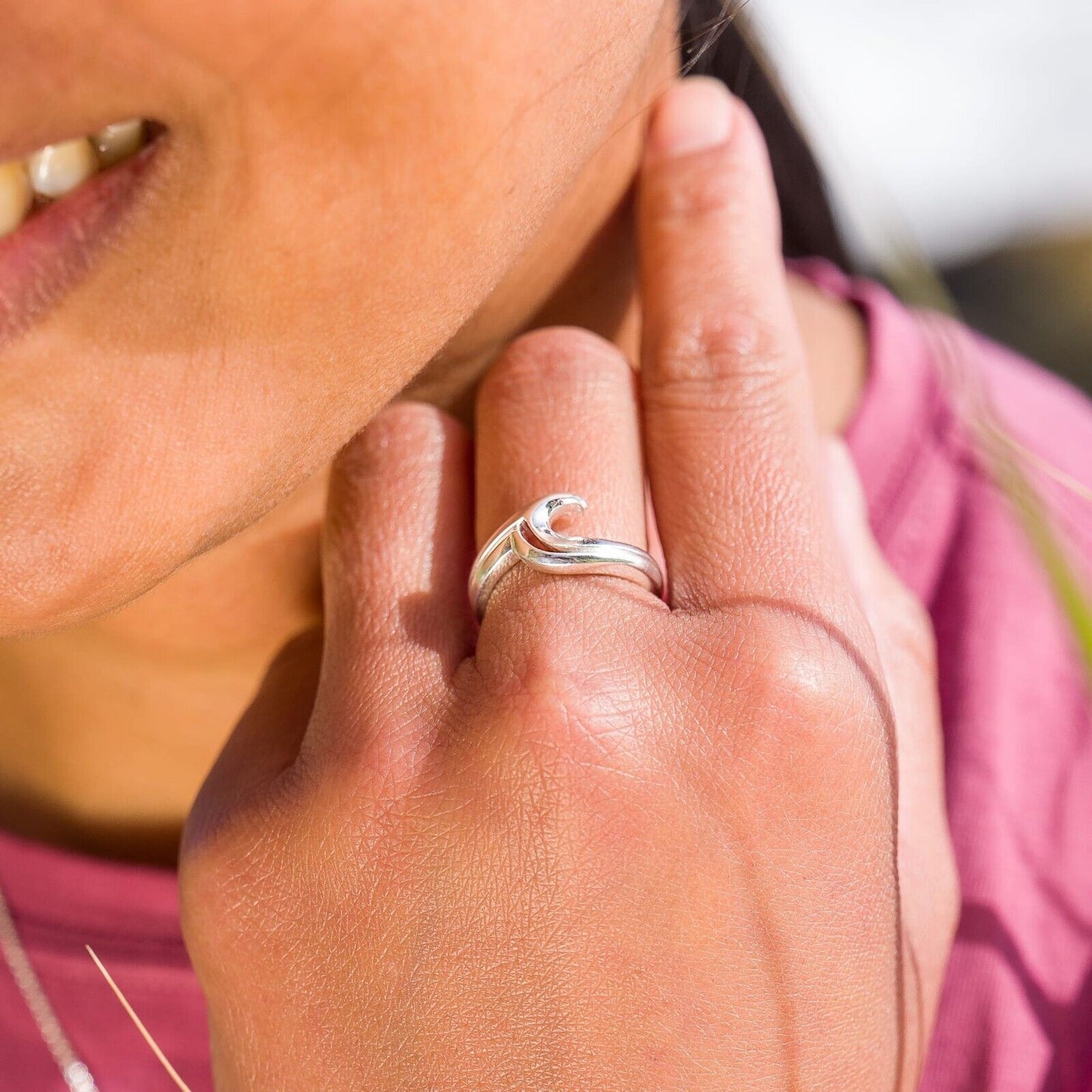 Solid Silver Wave Ring Stacking Rings Sterling 925 Stamped Size J - Q