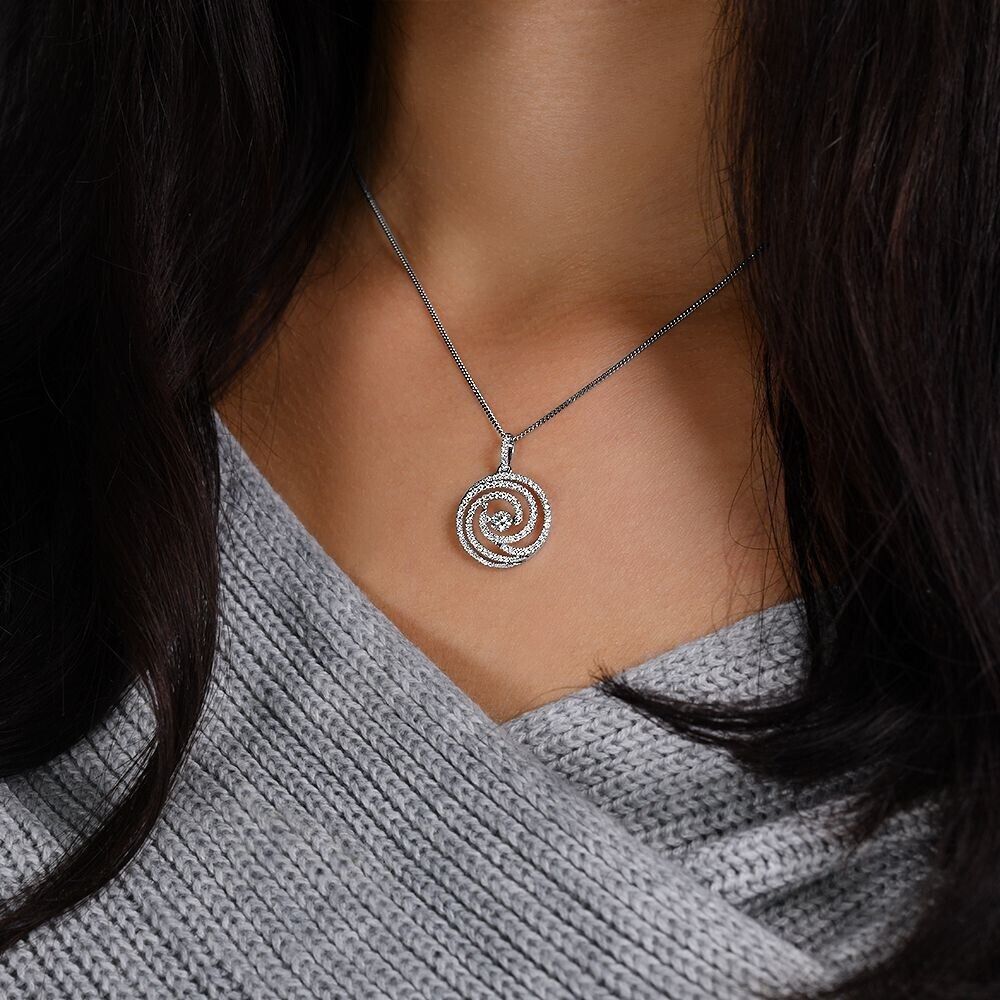 18ct White Gold 0.60ct Dancing Diamond Drop Pendant and 18" Chain