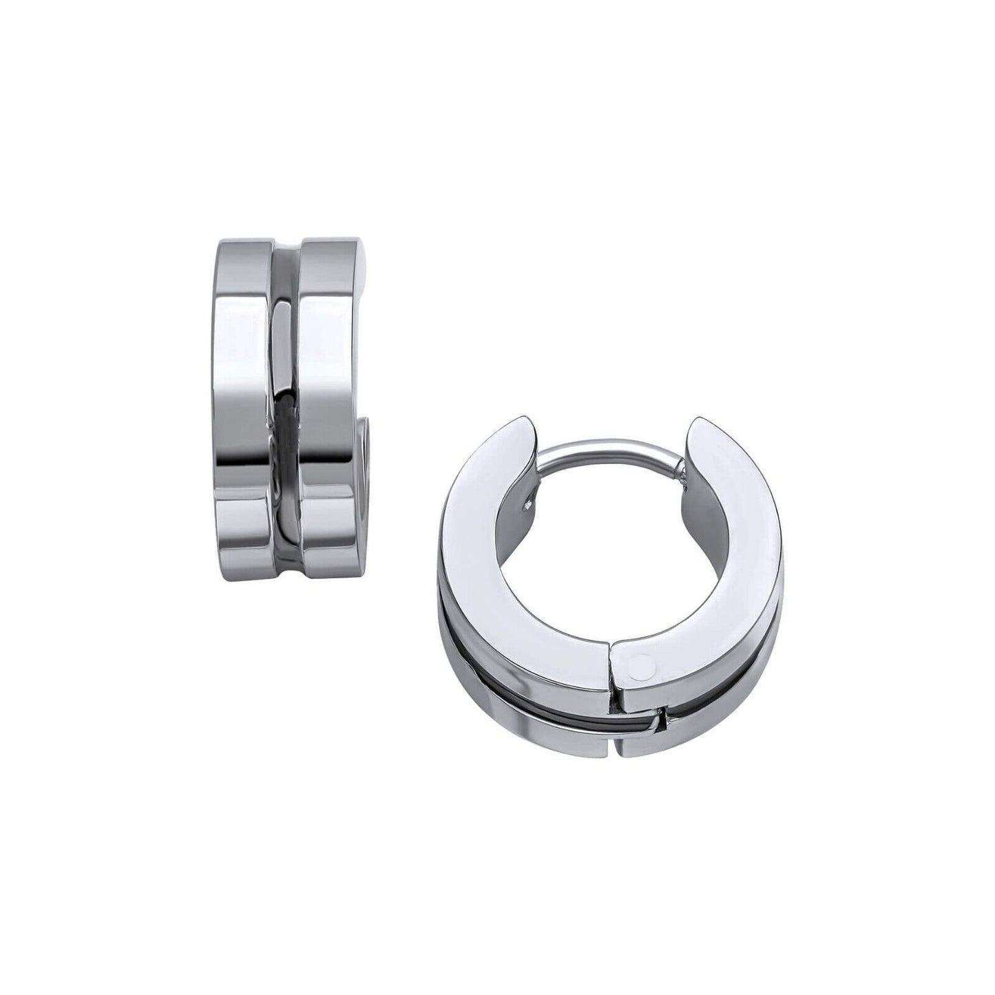 Fred Bennett Black Enamel Stripe Hoop Earrings E6397