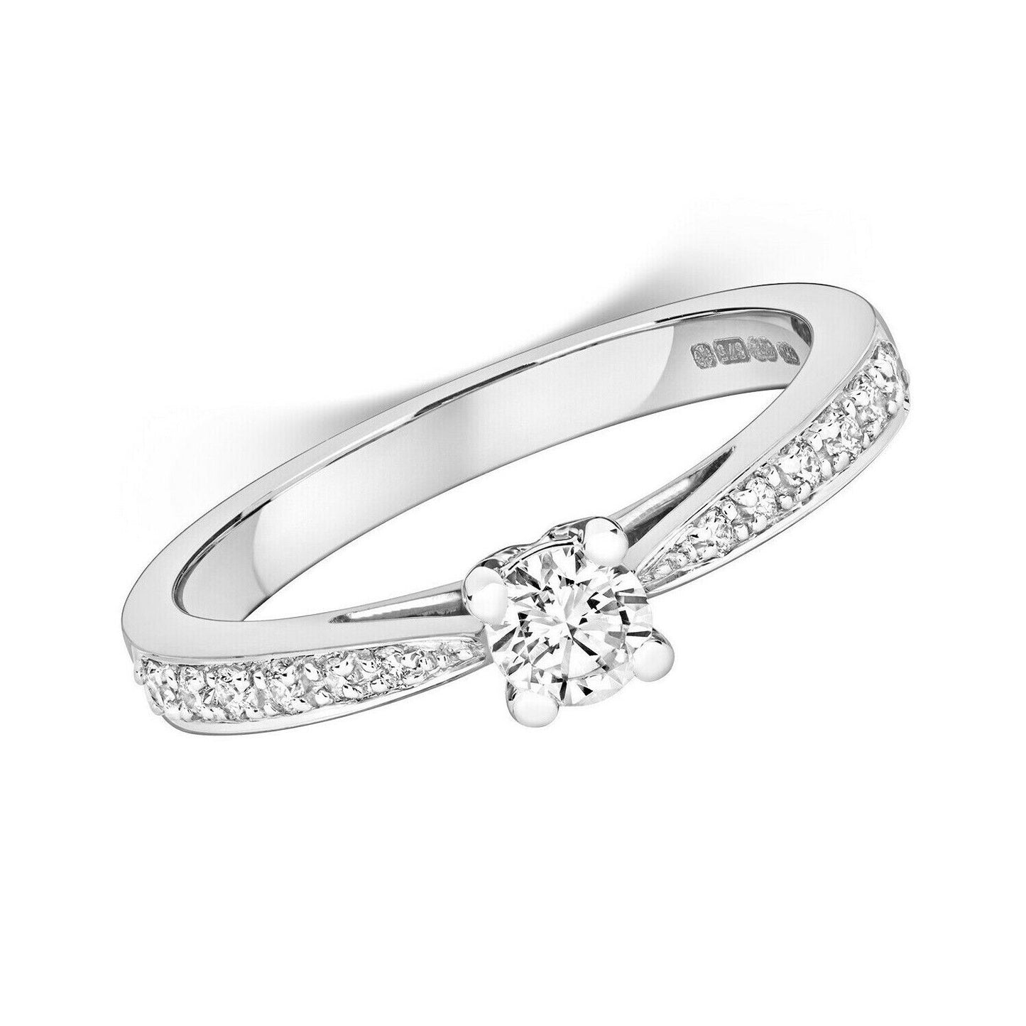Real Diamond Solitaire Ring 9ct White Gold 0.37 Carat Weight of Diamonds