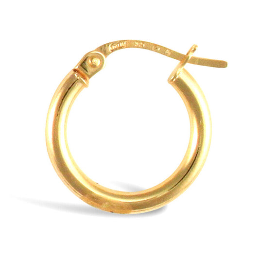 9ct Yellow Gold Hoop Lightweight Style Earrings British Made Hallmarked 15mm