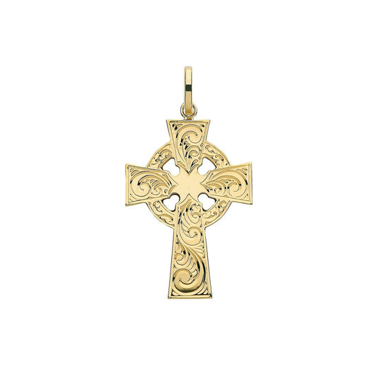 9ct Yellow Gold Cross Pendant Large 35 x 22mm Religious Christian Christening