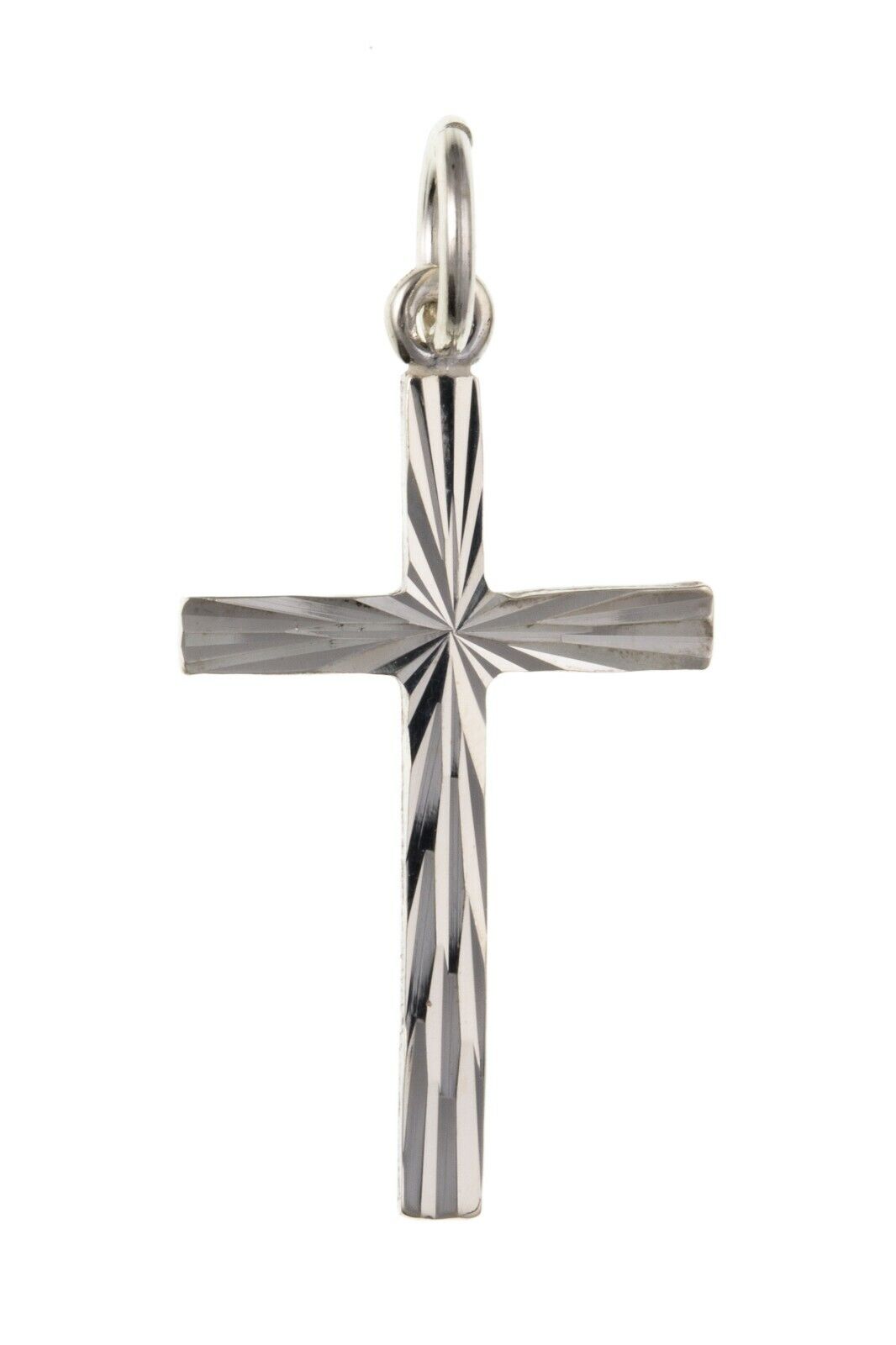 Sterling Silver Engraved Edge Cross Pendant 925 Hallmark 23 x 14mm