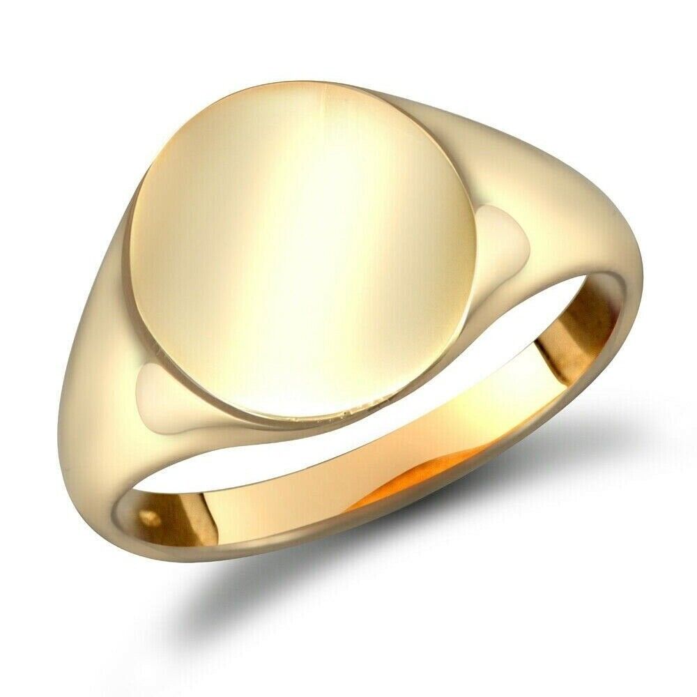 9ct Yellow Gold Gents Oval Signet Ring Hallmarked Medium Weight
