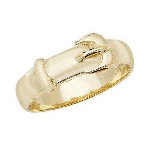 9ct Yellow Gold Gents Plain Buckle Ring Fully Hallmarked