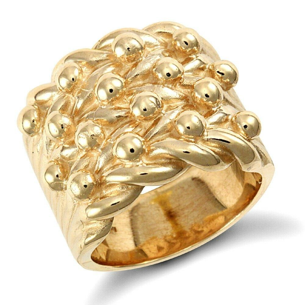 Yellow Gold Keeper Ring 4 Row Solid VERY Heavy 9 Carat Hallmark British made