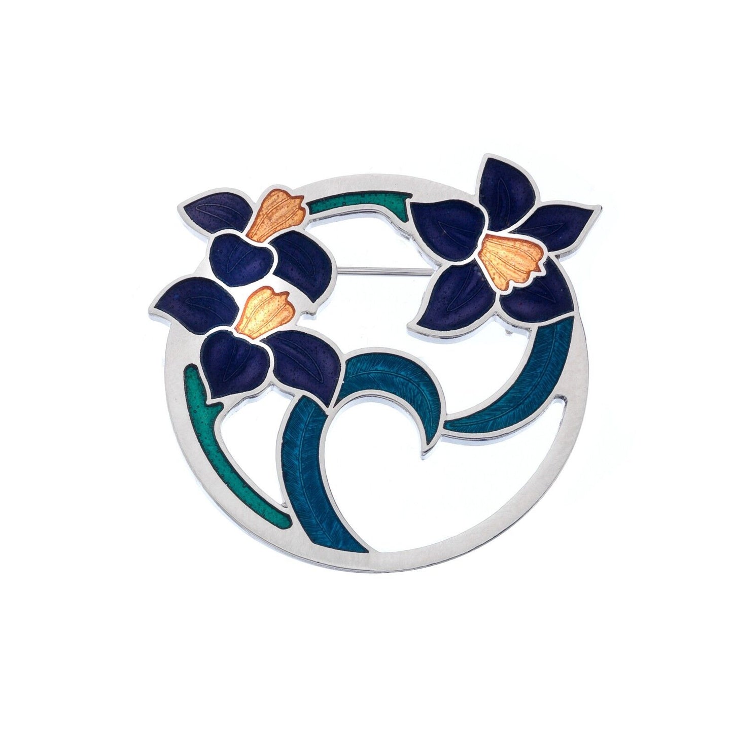 Flowers and Leaves Brooch Silver Plated Purple Brand New Gift Packaging