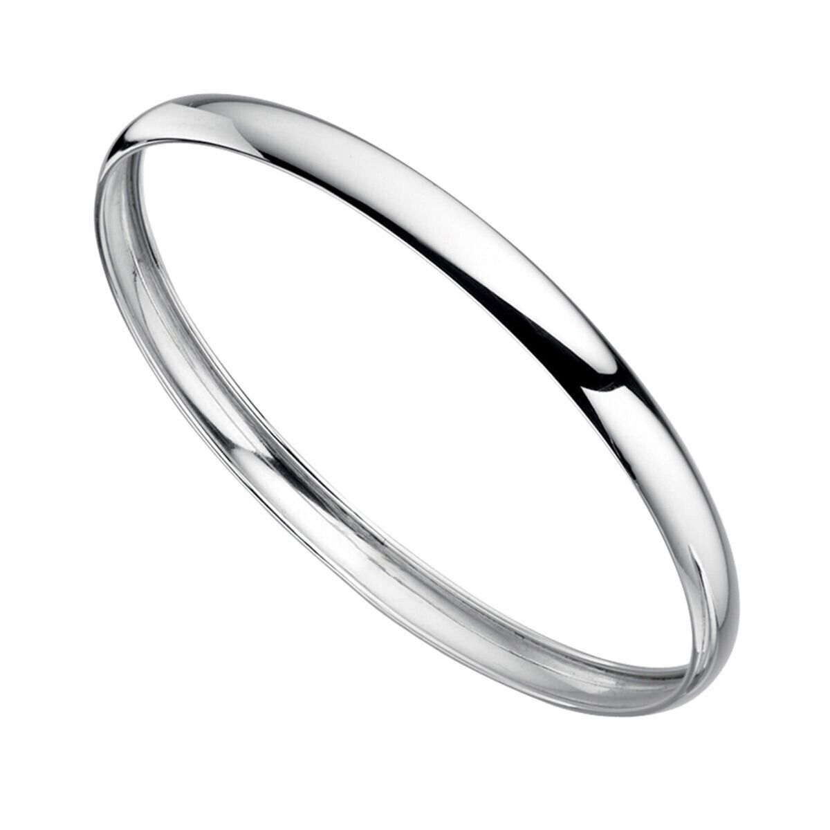 Solid Silver Slave Bangle Round 4mm D-Shape British Made Full Hallmark Boxed