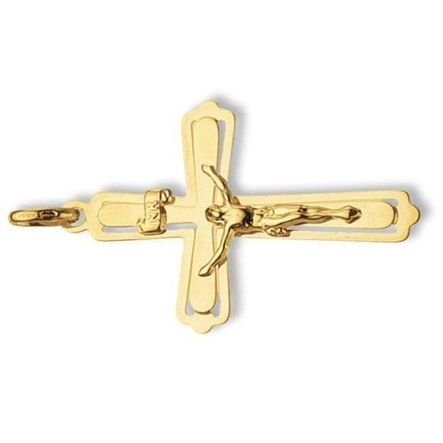 9ct Yellow Gold Crucifix Cross Pendant Large 47 x 32mm Christening Communion