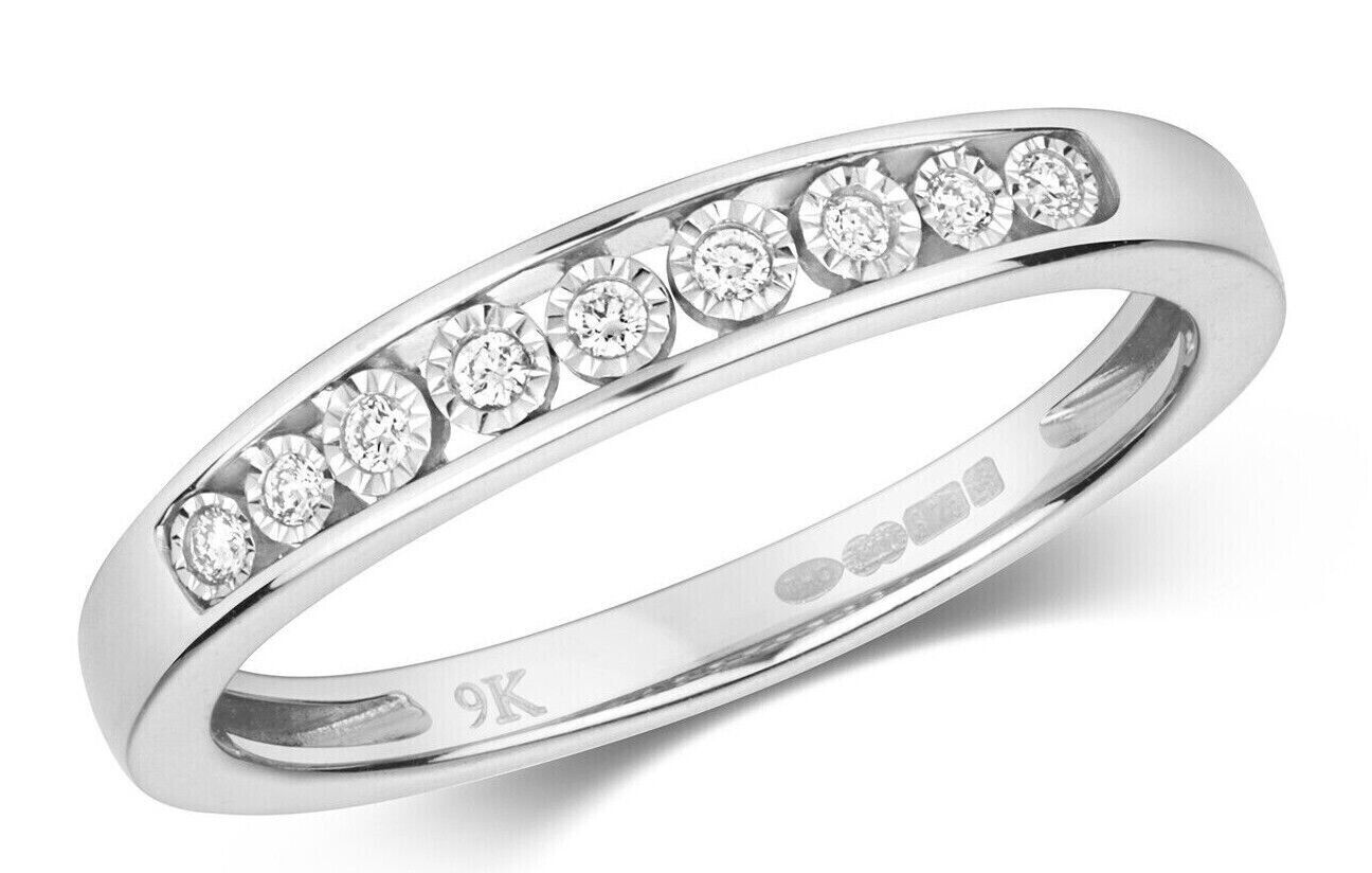 9ct White Gold Diamond Eternity Ring Illusion Set Diamonds Anniversary Band