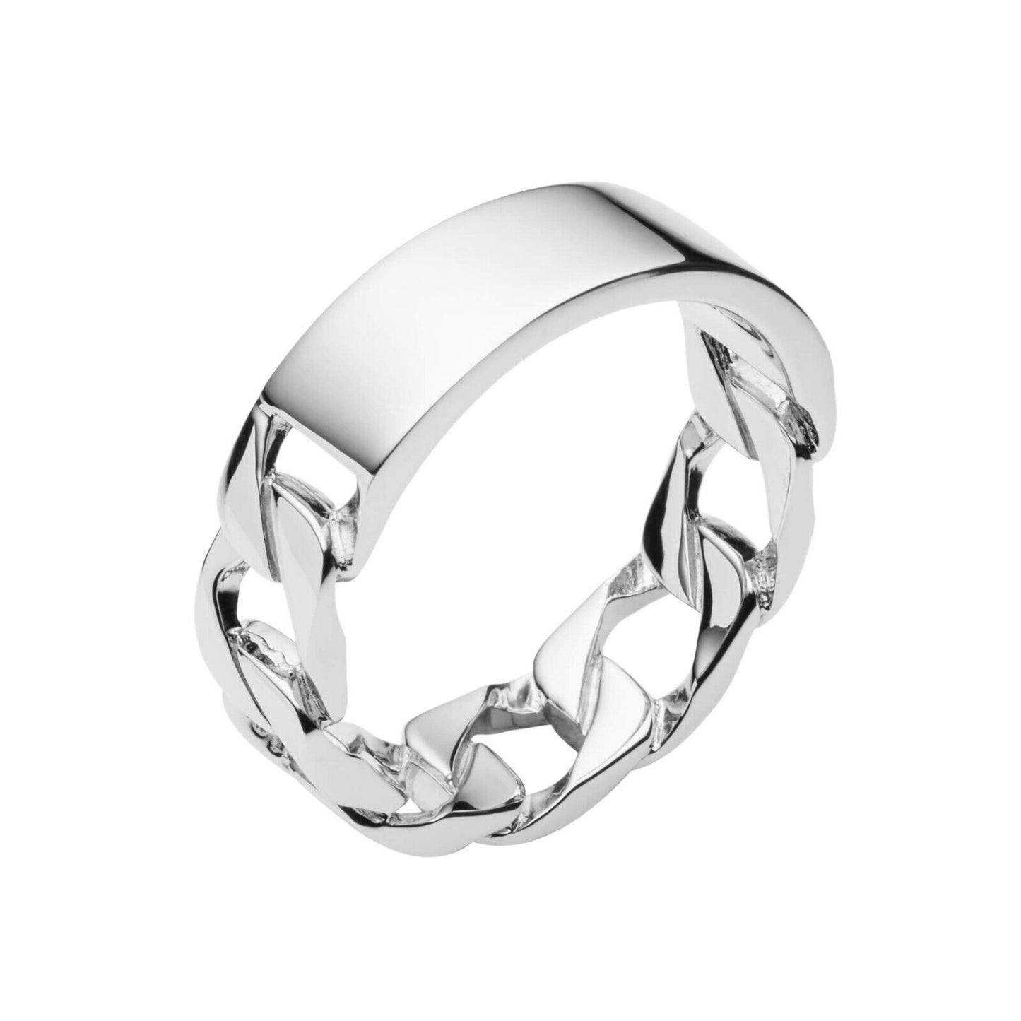 Fred Bennett ID Bar Curb Chain Ring Solid Sterling Silver Free Engraving