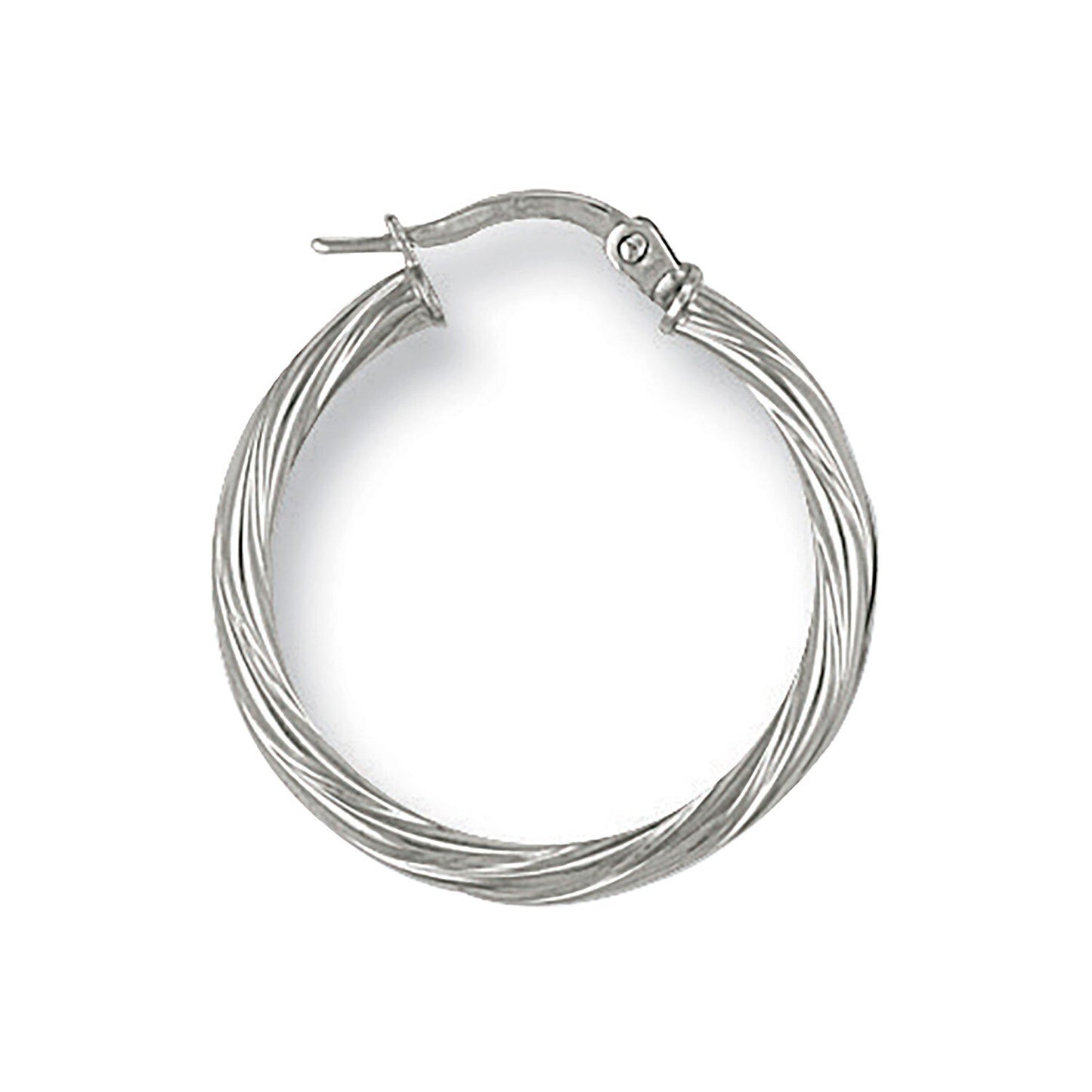 White Gold Twisted Hoop Earrings 23mm Creole Hoops Hallmarked