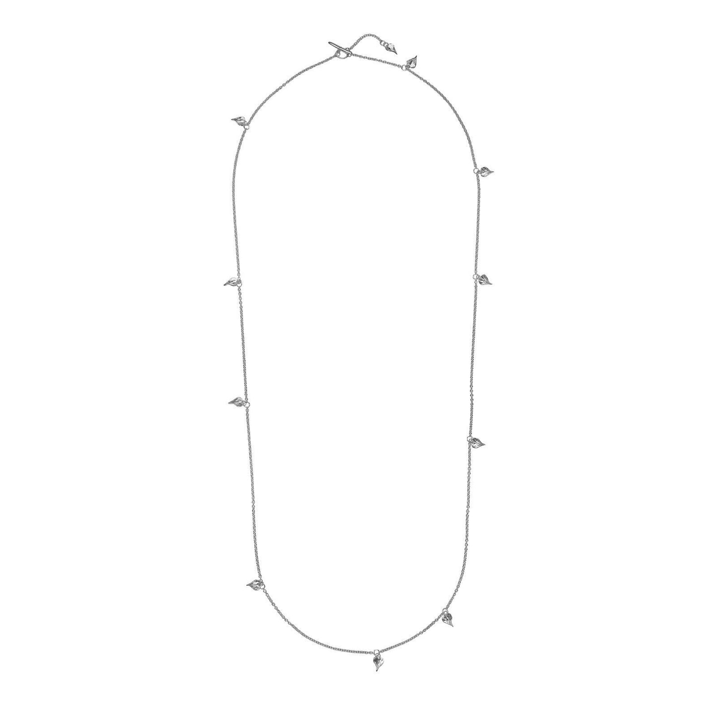 Leaf Heart Long Necklace Solid Sterling Silver 32" Length Hallmark Luxury Box