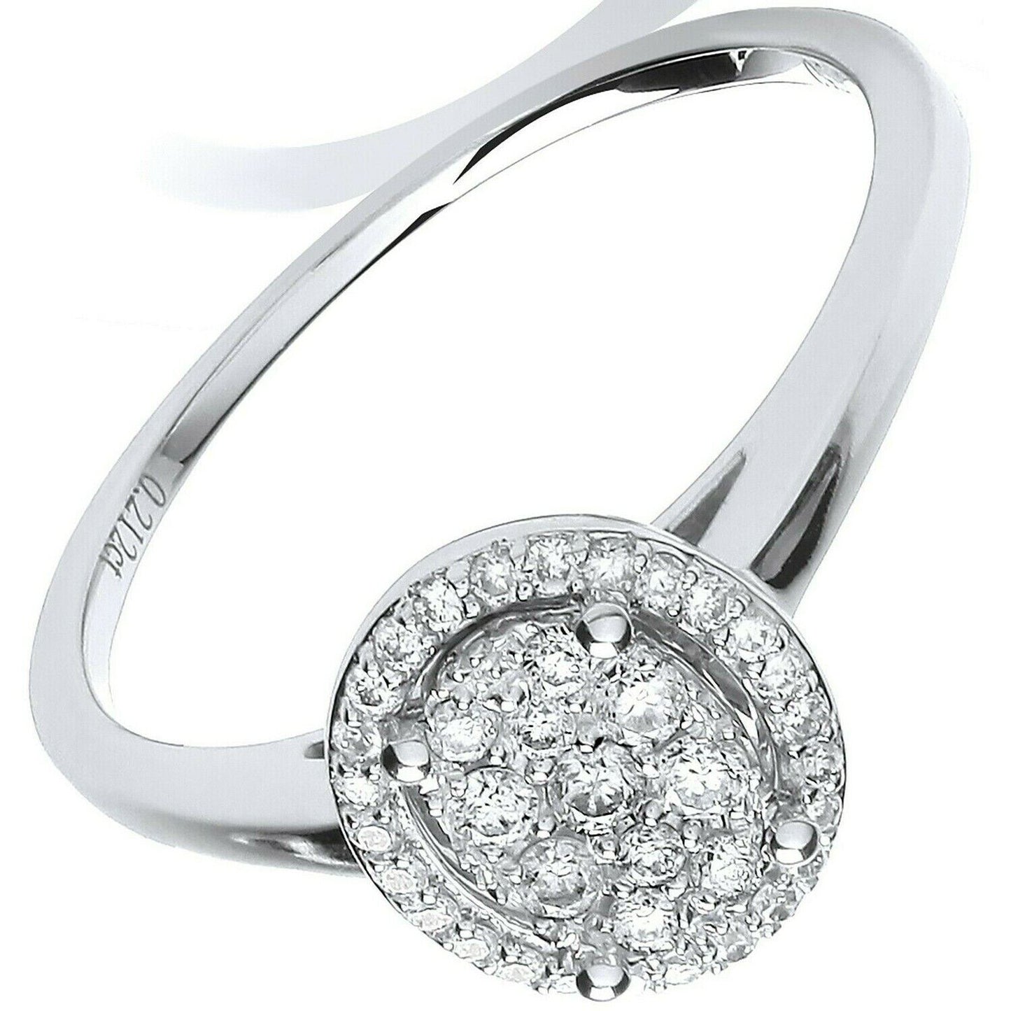 Real Diamond Oval Cluster Ring 18ct White Gold 0.20ctw