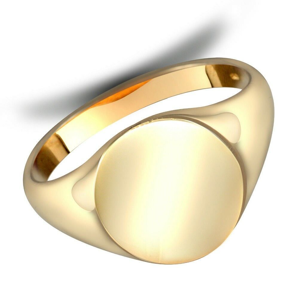 9ct Yellow Gold Gents Oval Signet Ring Hallmarked Medium Weight