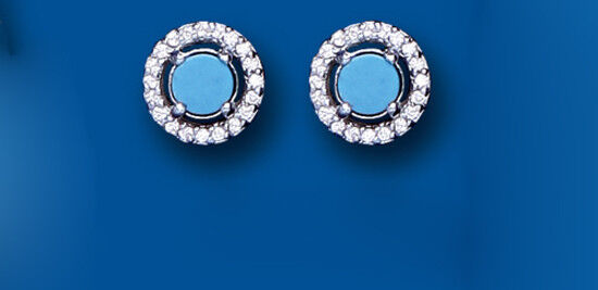 Turquoise Halo Earrings Stud Sterling Silver Studs Natural Turquoise
