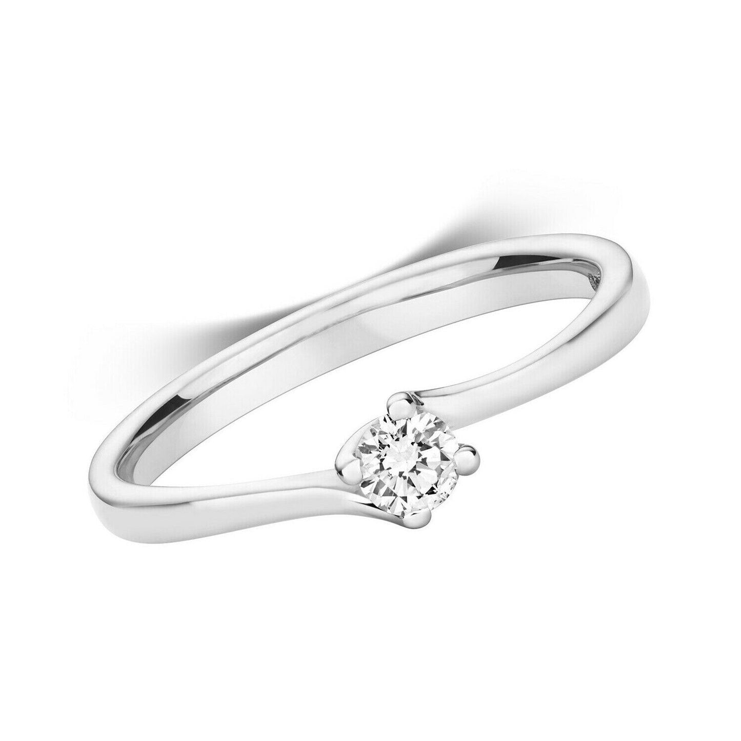 Real Diamond Twist Solitaire Ring 9ct White Gold Engagement 0.15ctw Size J - Q
