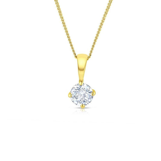 18ct Yellow Gold 0.50ct Claw Set Diamond Solitaire Pendant Hallmarked