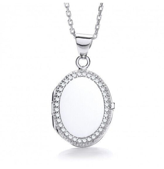Sterling Silver Oval Locket 16 - 18" Chain Luxurious Packaging 925 Hallmark