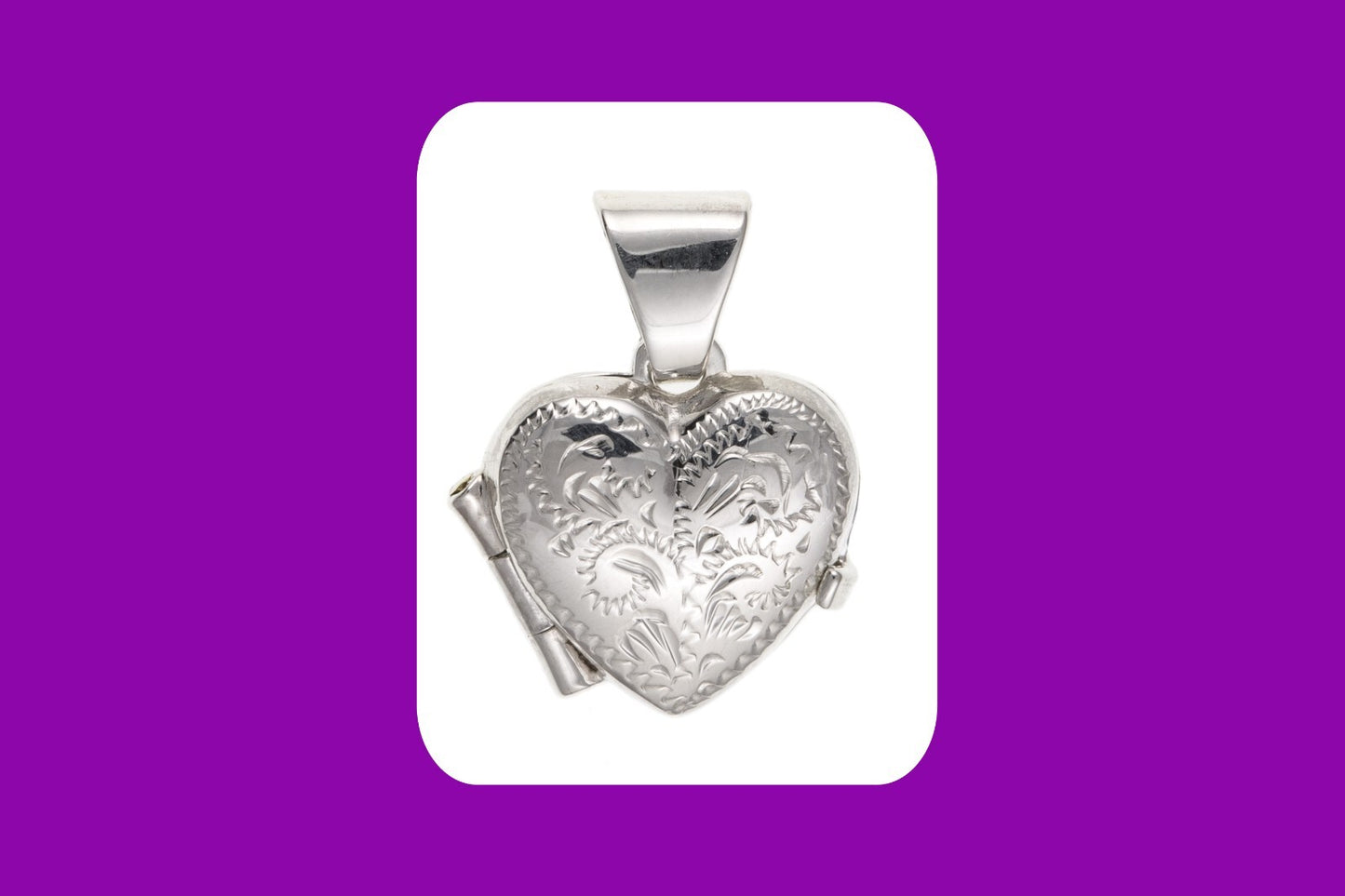 Small Engraved Heart Locket Solid Sterling Silver 925 Hallmark 15mm