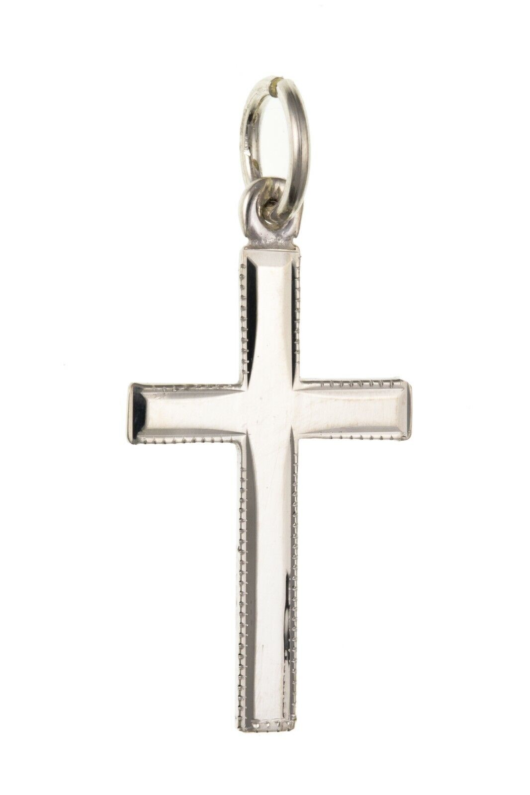 Sterling Silver Millgrain Edge Cross Pendant 925 Hallmark 29 x 17mm