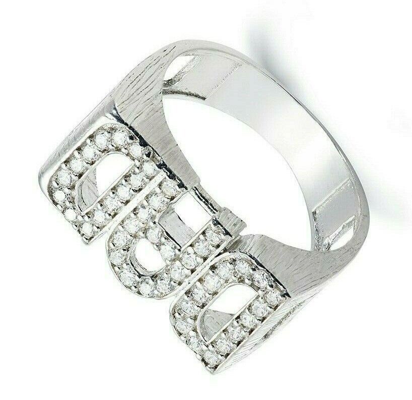 Sterling Silver DAD Ring 925 Hallmark Gemstone British Made Fathers Day