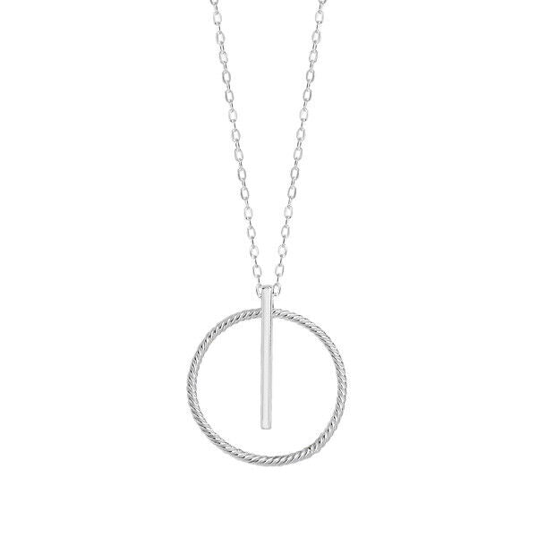 Open Circle Bar Necklace Sterling Silver Rhodium Plated 18" Length 925 hallmark