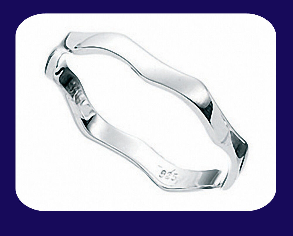 Band Ring Sterling Silver Band Wavy Band Ring Ladies Silver Ring