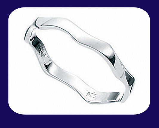 Band Ring Sterling Silver Band Wavy Band Ring Ladies Silver Ring