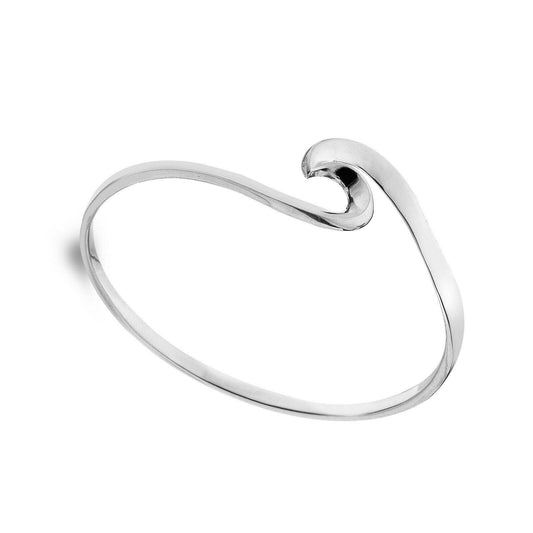 Silver Atlantic Wave Bangle Solid Sterling Silver Hallmarked Luxury Box