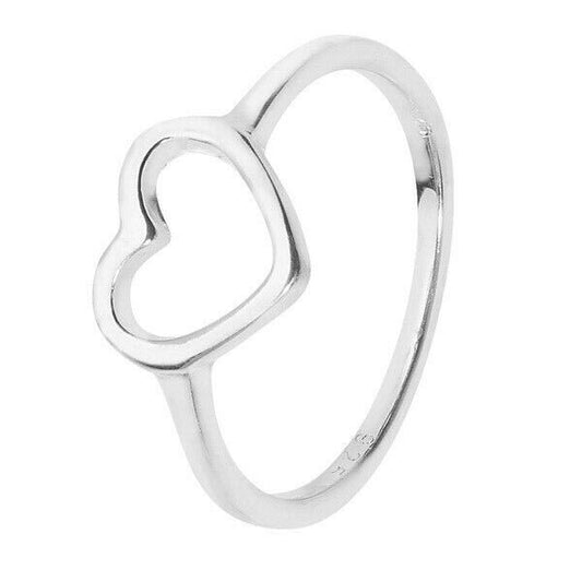 Heart Ring Sterling Silver 925 hallmark Size J - R British Made