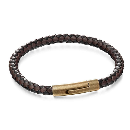 Fred Bennett Two Tone Woven Leather Bracelet 21.5cm B5061