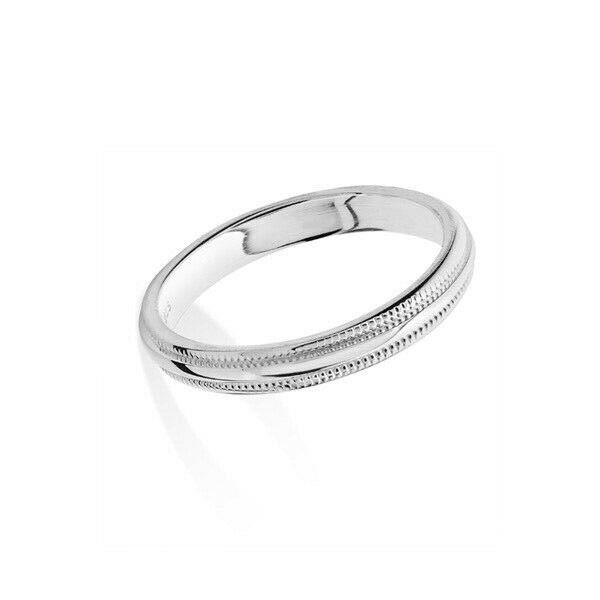 Edged Design Wedding Ring Sterling Silver Rhodium Plated 925 hallmark Sizes J-R