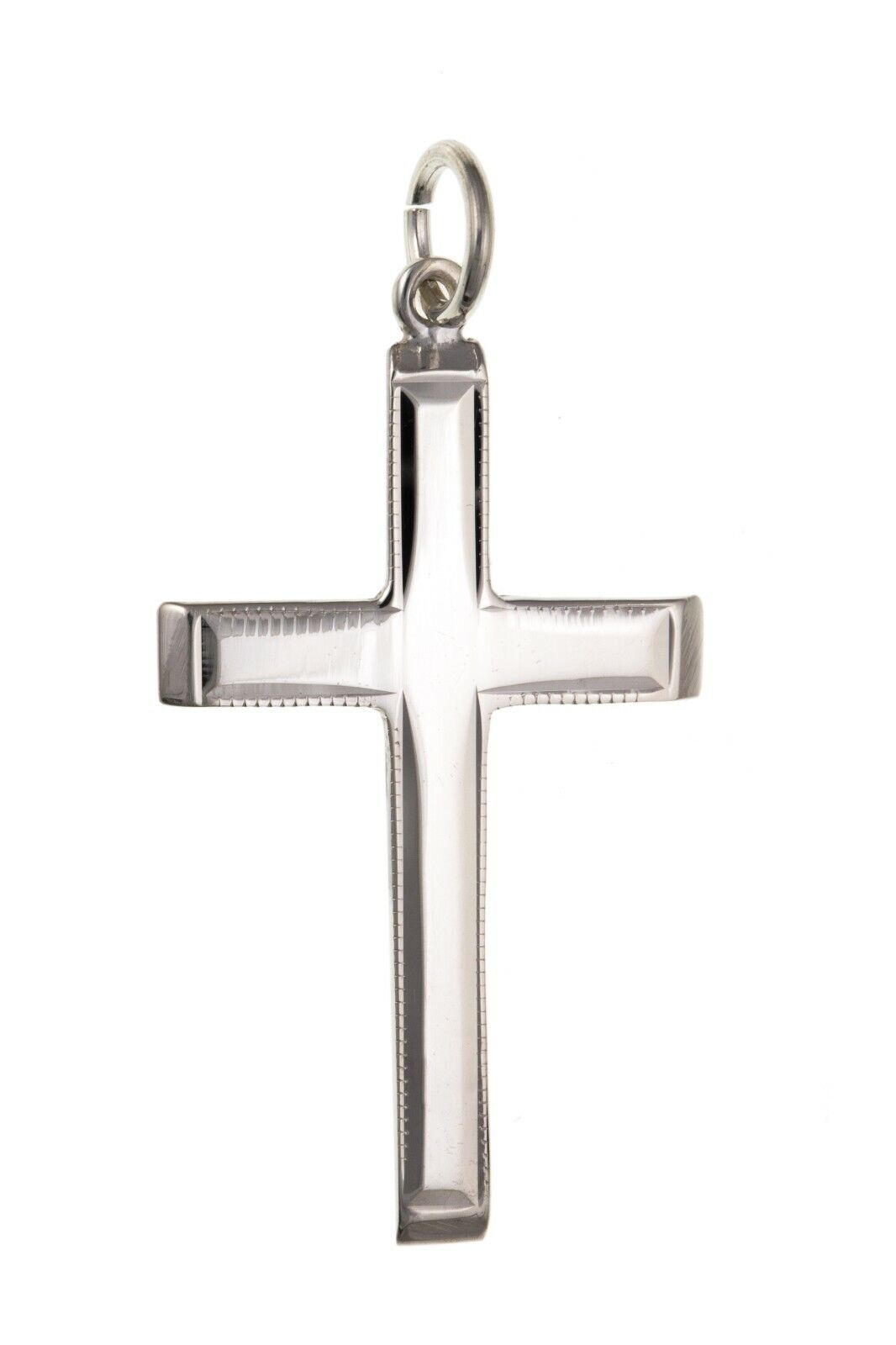Sterling Silver Millgrain Edge Cross Pendant 925 Hallmark 22 x 15mm