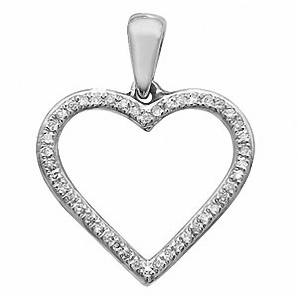 Real Diamond Heart Pendant 9ct White Gold Necklace