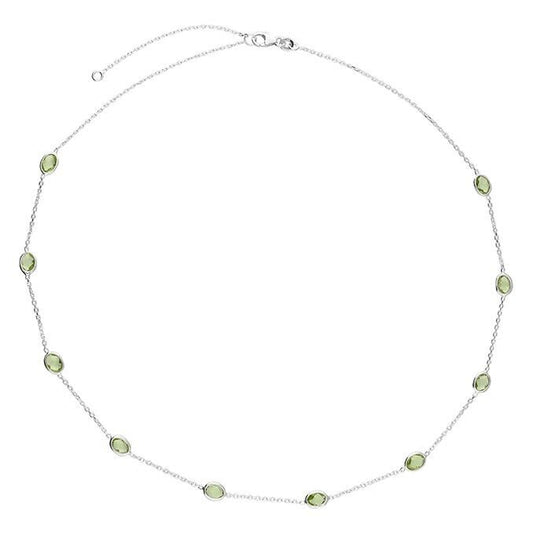 Beautiful Peridot Necklace 925 Sterling Silver Adjustable Chain British Made