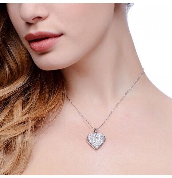 Sterling Silver Large Heart Locket 16-18" Chain Luxurious Packaging 925 Hallmark