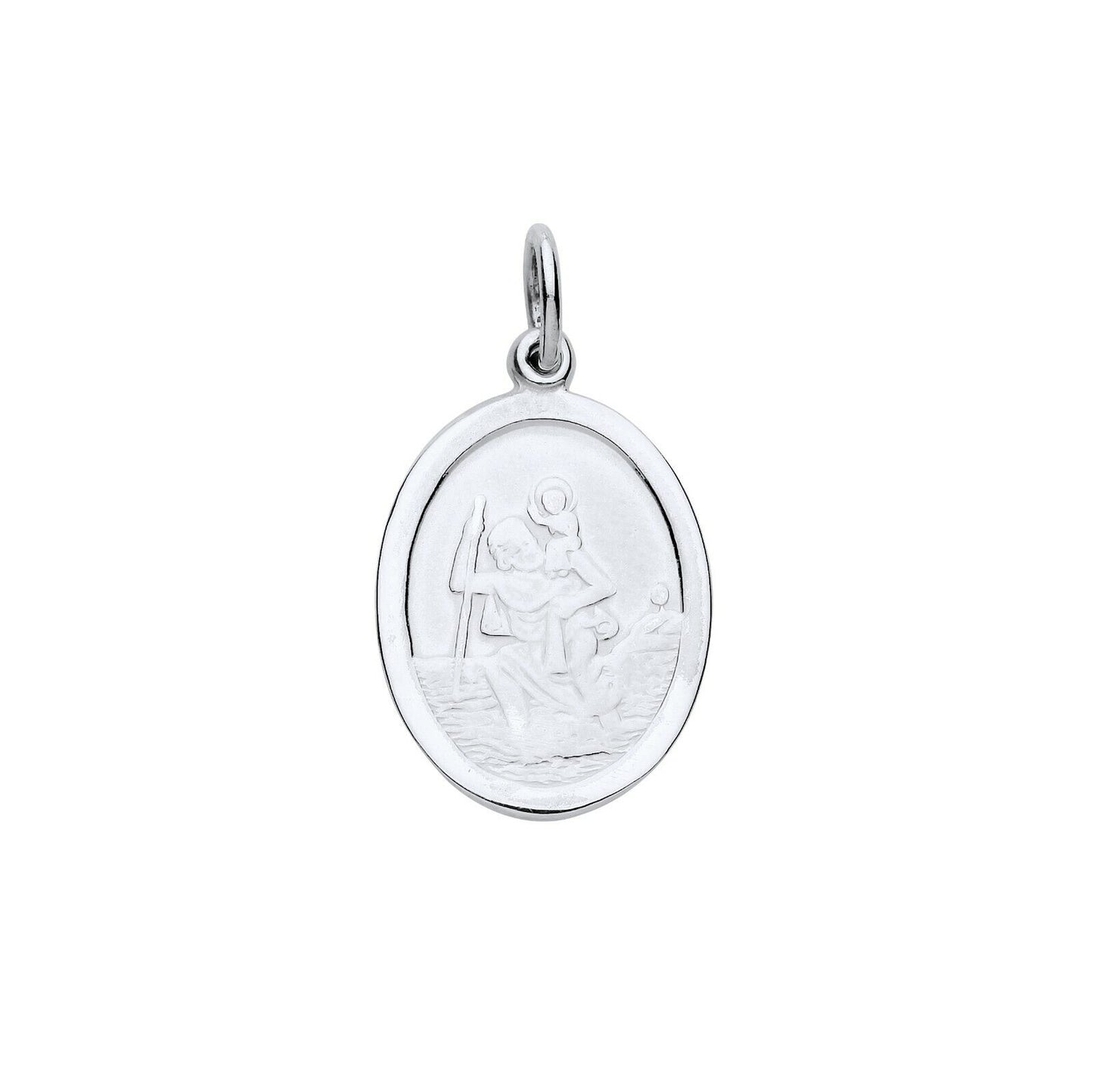 Oval St Christopher Pendant Sterling Silver Hallmark All Chain Lengths