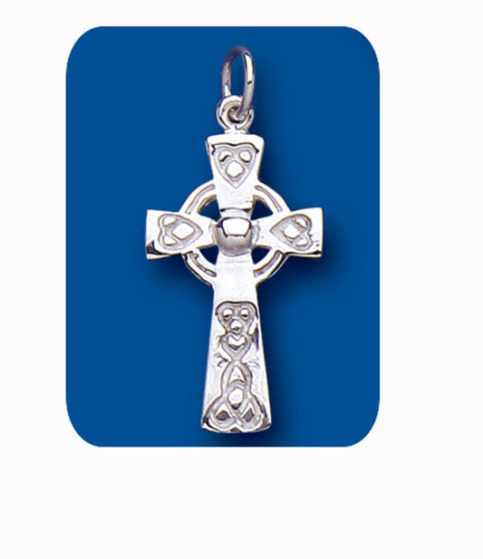 Sterling Silver Celtic Cross Pendant 925 Hallmark 23 x 14mm