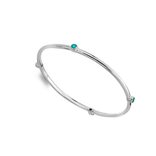 Sold Silver Turquoise Bangle Real Stone Organic Design Hallmarked Luxury Box