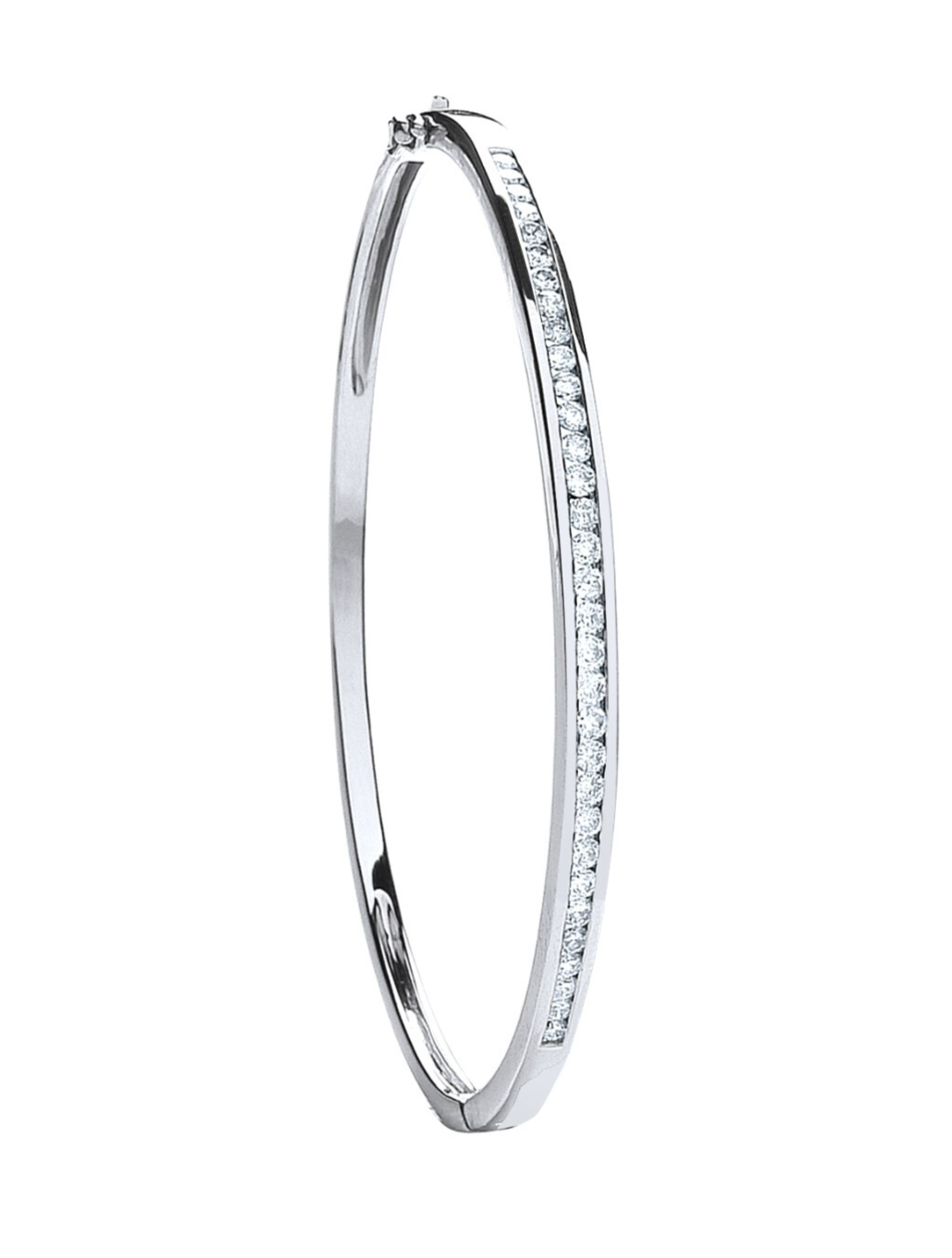 9ct White Gold 1.00ctw Diamond Bangle Channel Set Made in London
