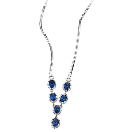 Sapphire Necklace Solid Sterling Silver 18" Length Hallmarked British Made