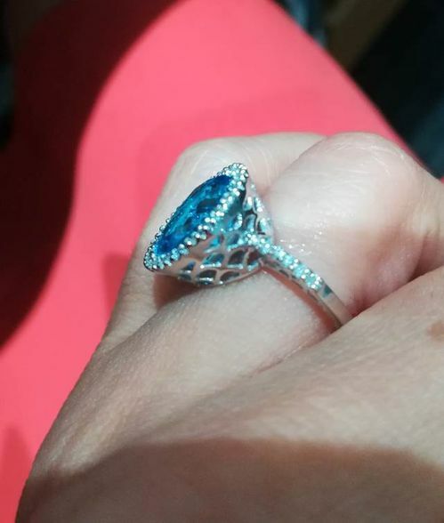 9ct White Gold 0.24ct Diamond & 5.18ct Blue Topaz Ring Cocktail Statement