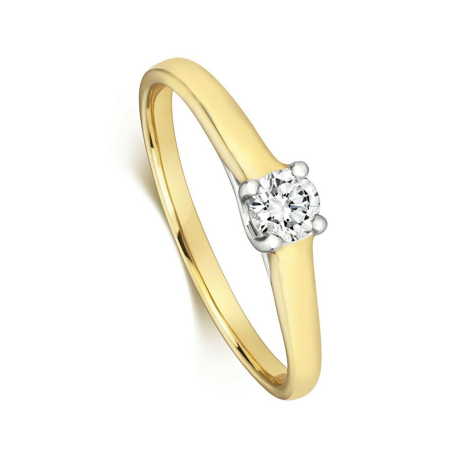 Real Diamond Solitaire Ring 9ct Yellow Gold 0.25ct Engagement Size J - Q