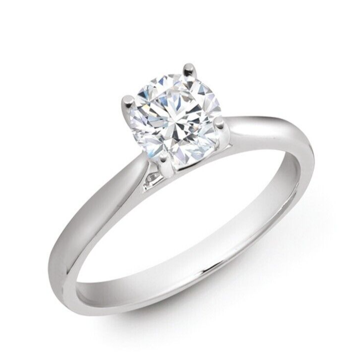 18ct White Gold 1.00ctw Round Brilliant Cut Solitaire Wed Fit Lab Grown Diamond