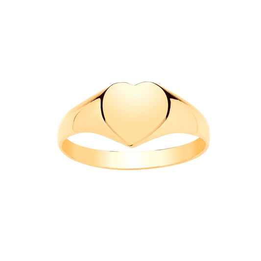 Ladies Heart Signet Ring Solid 9ct Yellow Gold Fully Hallmarked