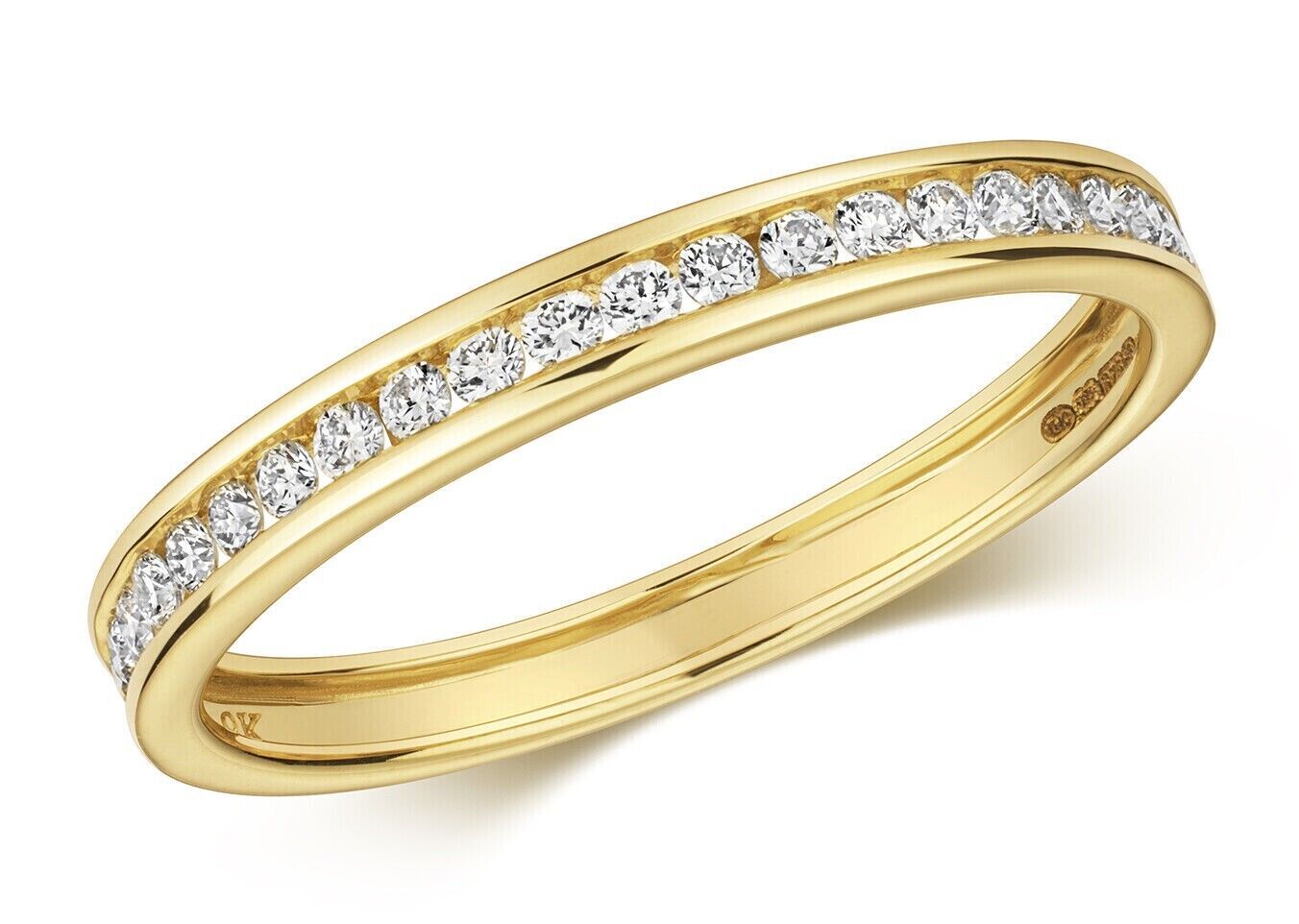 Real Diamond Half Eternity Ring 9ct Yellow Gold Round Diamonds 0.25ctw