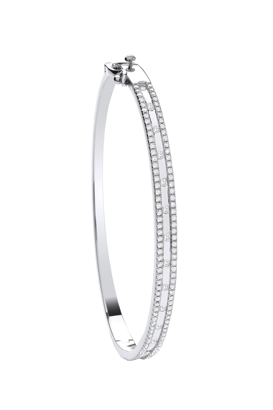 9ct White Gold 1.00ctw Diamond Bangle Made in London