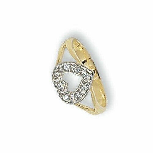 Baby Child's Heart Ring Gemstone Solid Yellow Gold British Made Hallmarked