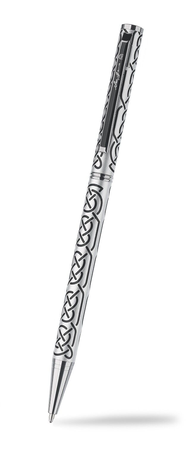 Ballpoint Pen Silver Plated Double 8 Knot Designer Black Ink Brand New and Boxed